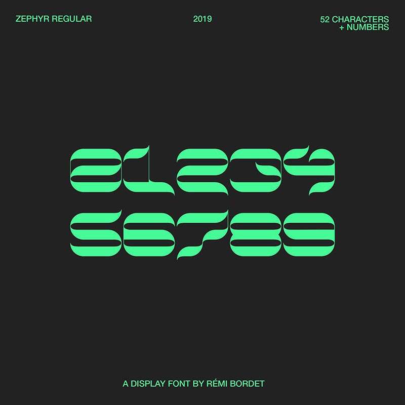 Zephyr时尚波浪曲线英文字体 设计素材 sucaiwan.com