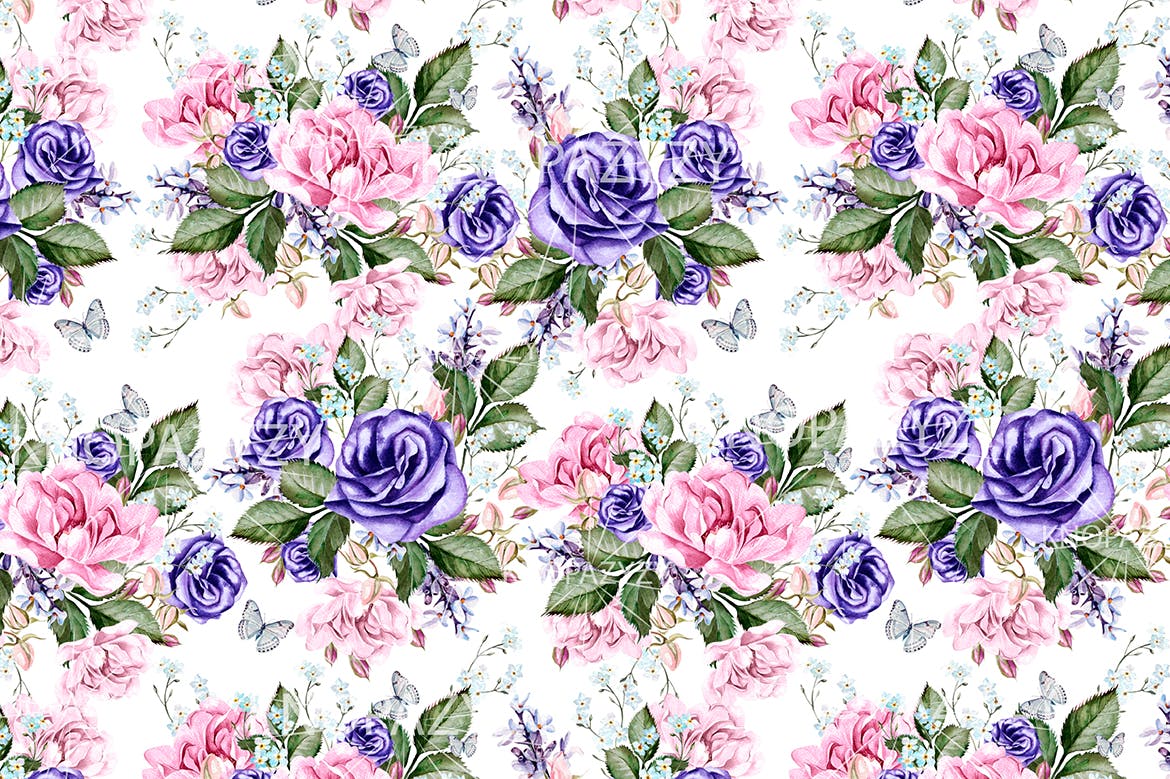 16个水彩多彩花朵图案素材 16 Watercolor Pattern 图片素材 sucaiwan.com