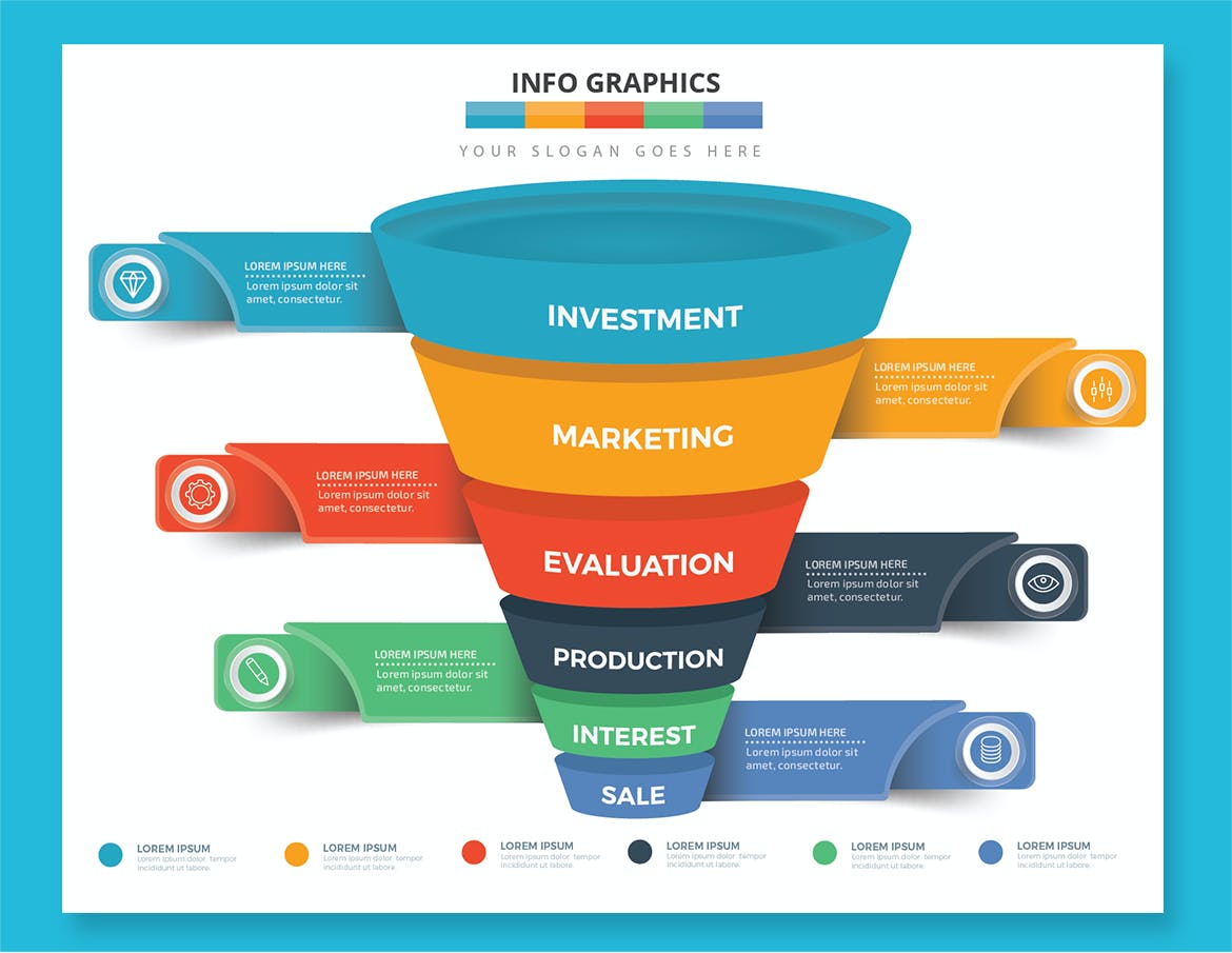 分层漏斗图信息图表模板 Funnel Infographics Design 幻灯图表 sucaiwan.com