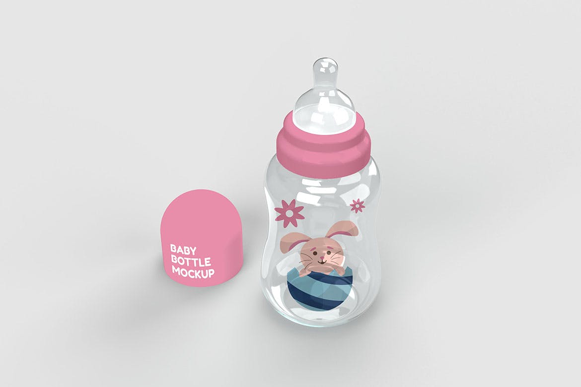 婴儿奶瓶图案Logo设计样机图 Baby Bottle Mockup 样机素材 sucaiwan.com