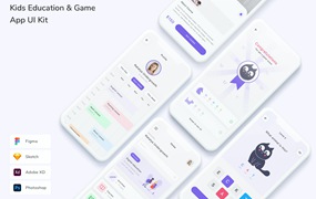 儿童教育和游戏移动应用UI设计套件 Kids Education & Game App UI Kit