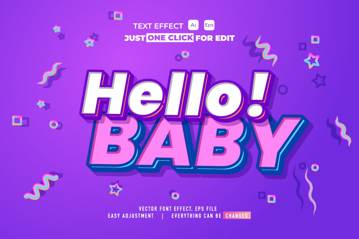 婴儿派对矢量文本/文字效果样式素材v40 Text Effect Vol 40 插件预设 sucaiwan.com