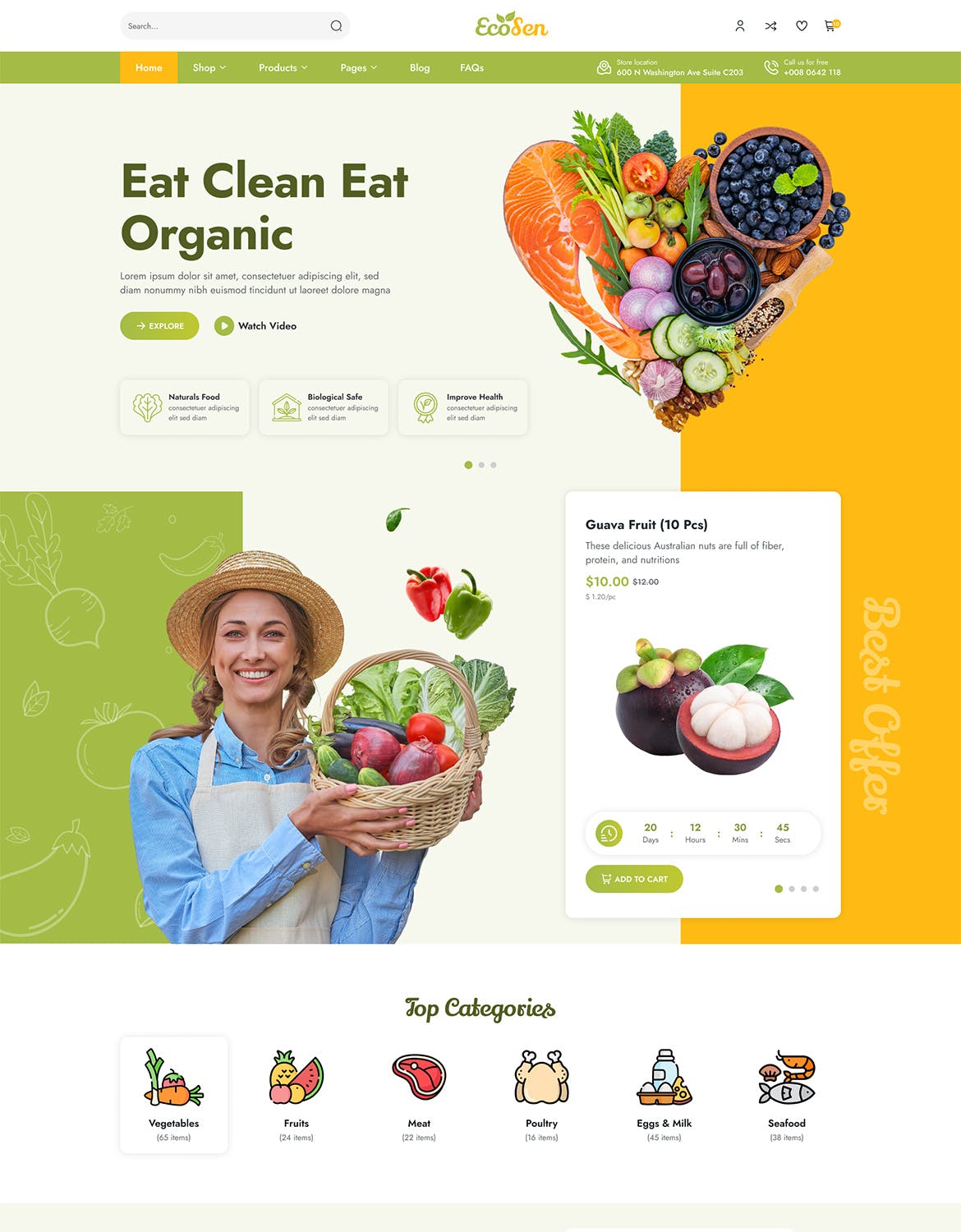 有机商店电子商务网站布局UI设计fig模板 EcoSen – Organic Store eCommerce Figma Template APP UI sucaiwan.com