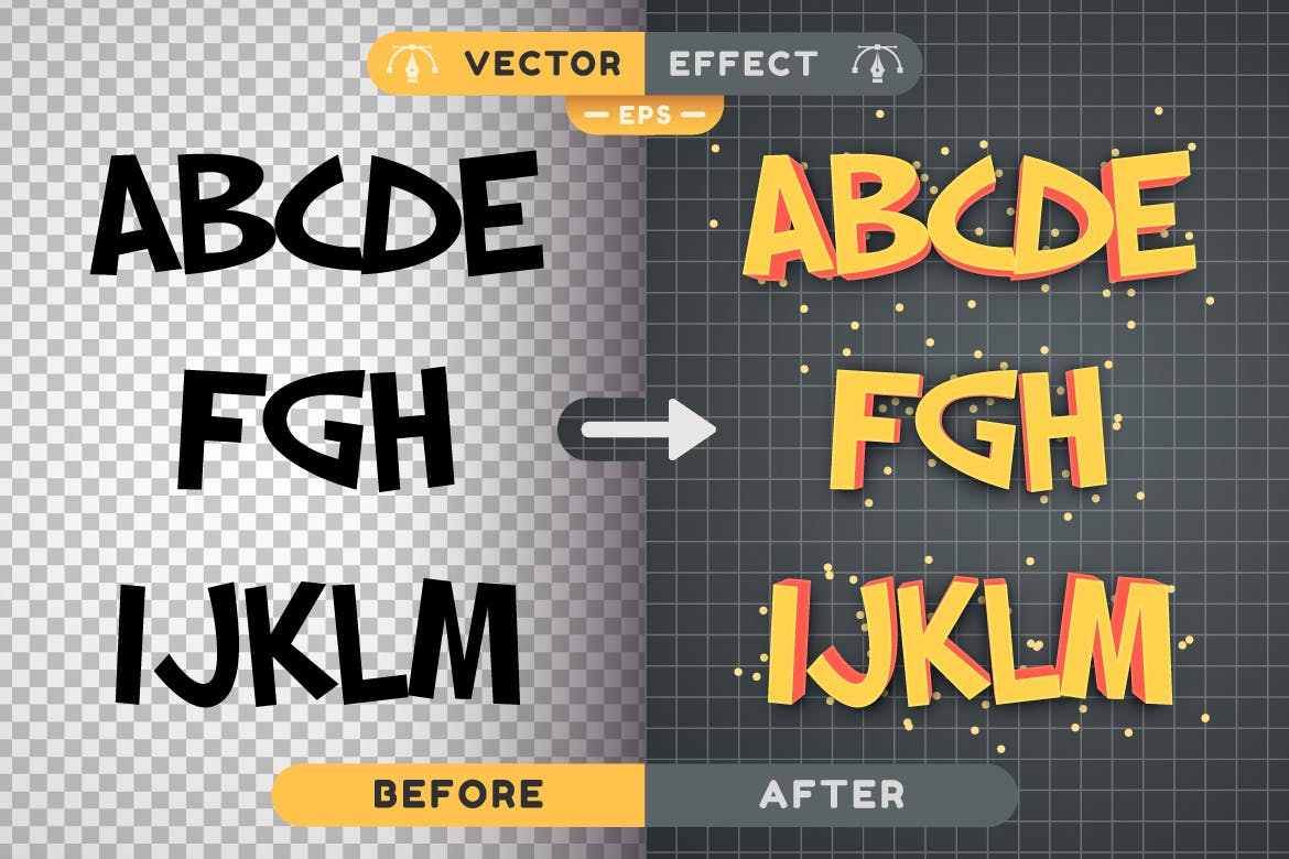 立体阴影矢量文字效果字体样式 Back To School – Editable Text Effect, Font Style 插件预设 sucaiwan.com