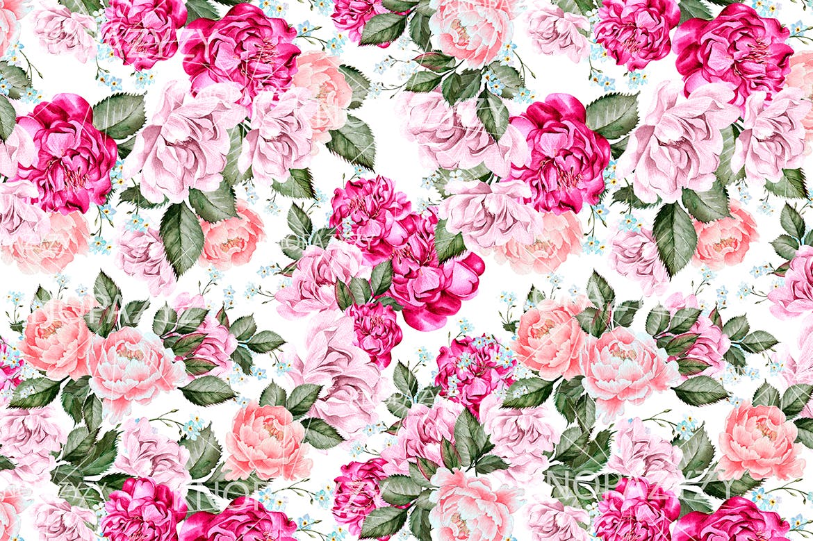 16个水彩多彩花朵图案素材 16 Watercolor Pattern 图片素材 sucaiwan.com
