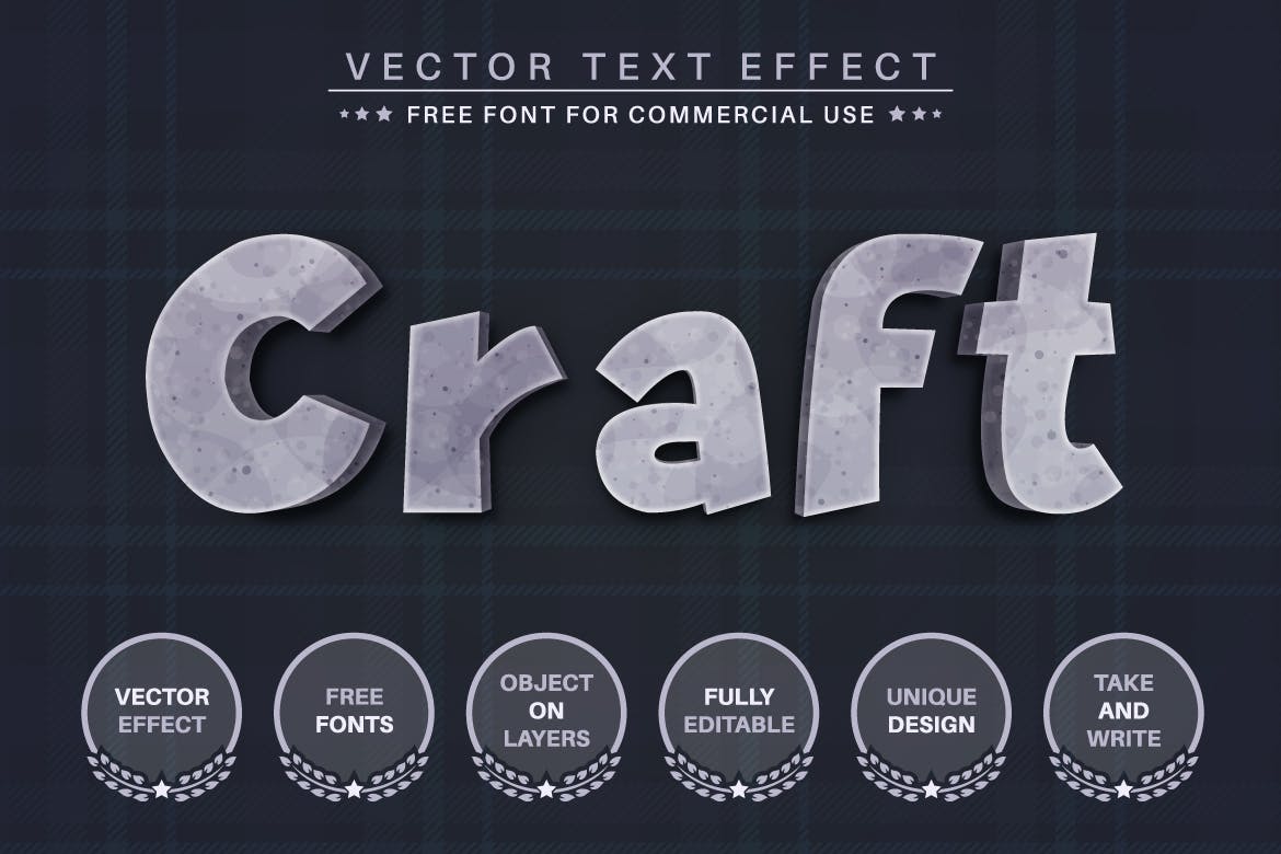 石材纹理矢量文字效果字体样式 Stone Texture – Editable Text Effect, Font Style 插件预设 sucaiwan.com