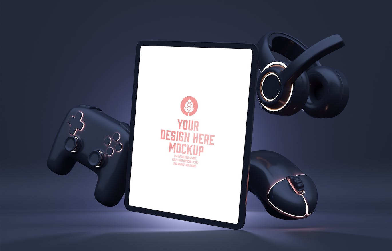 3D外设元素多媒体设备屏幕UI样机图psd素材 Set Multimedia Devices Mockup 样机素材 sucaiwan.com