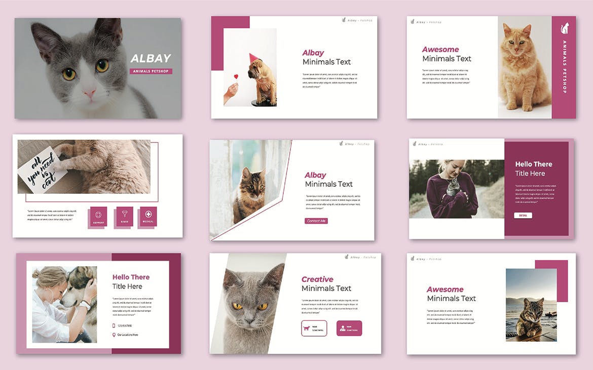 宠物种类介绍Powerpoint模板下载 Albay Petshop PowerPoint 幻灯图表 sucaiwan.com