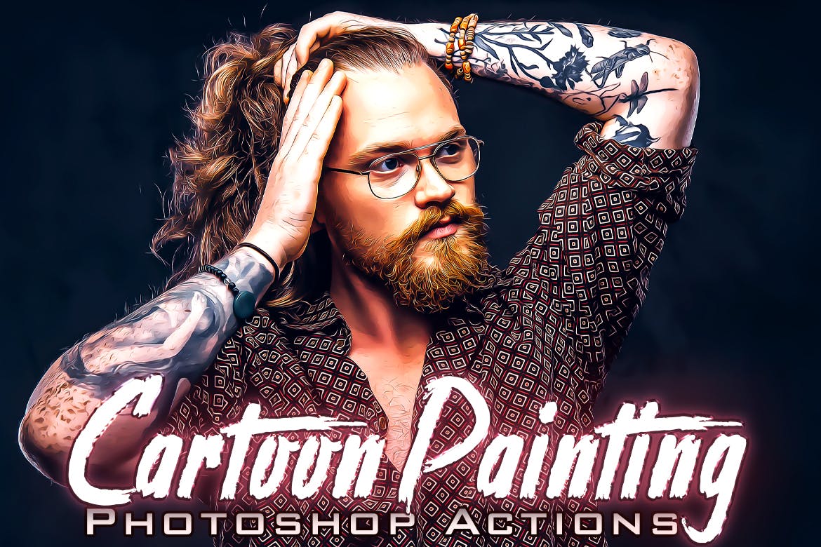 卡通绘画照片效果PS动作 Cartoon Painting Photoshop Action 样机素材 sucaiwan.com