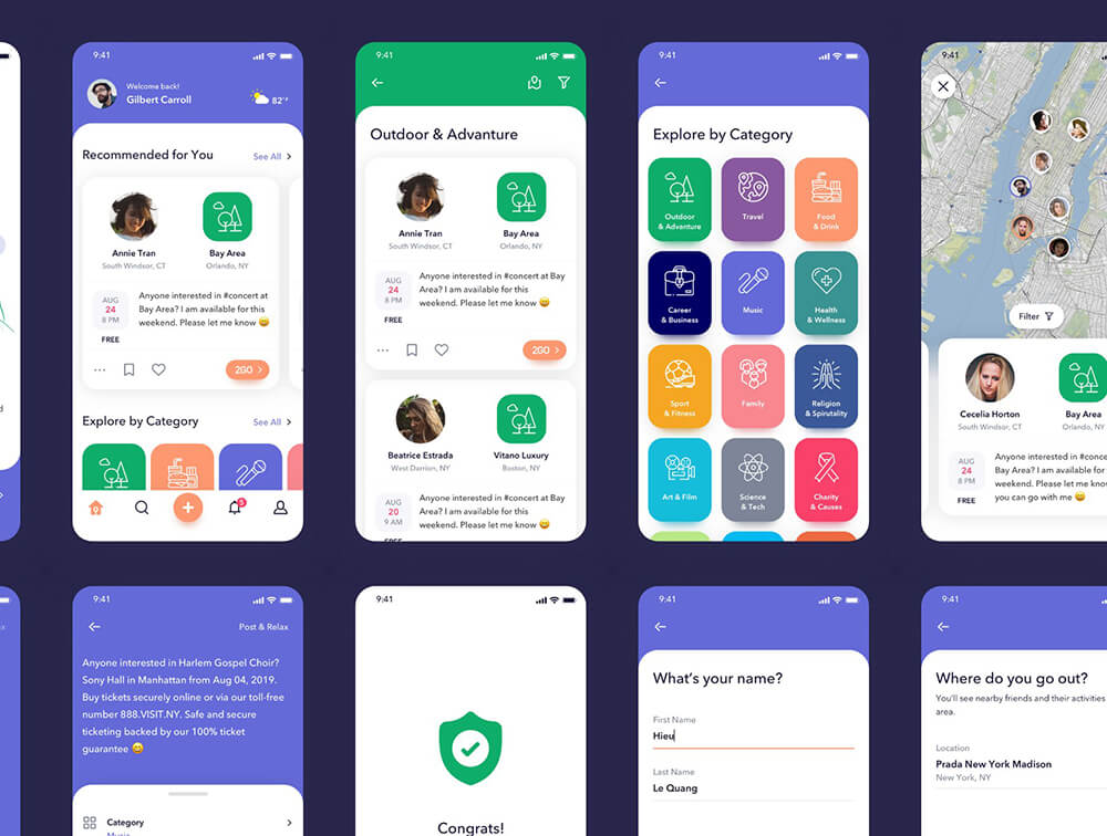 社交交友应用程序UI套件 APP UI sucaiwan.com