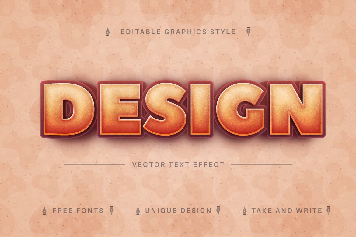 饼干色复古矢量文字效果字体样式 Biscuit – Editable Text Effect, Font Style 插件预设 sucaiwan.com