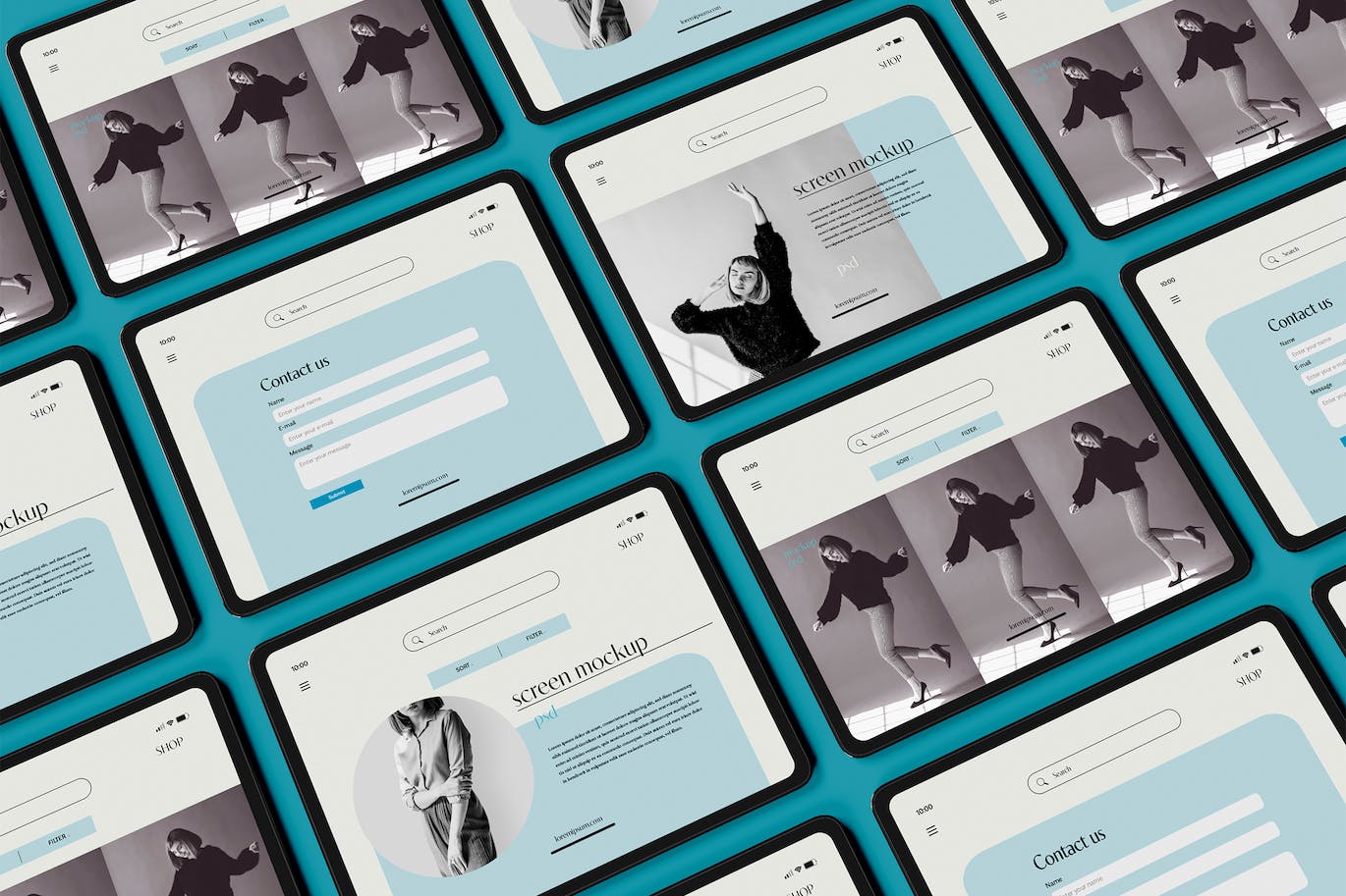 App UI设计展示平板电脑样机psd模板v1 Tablet for Application UI Designs Mockup 样机素材 sucaiwan.com