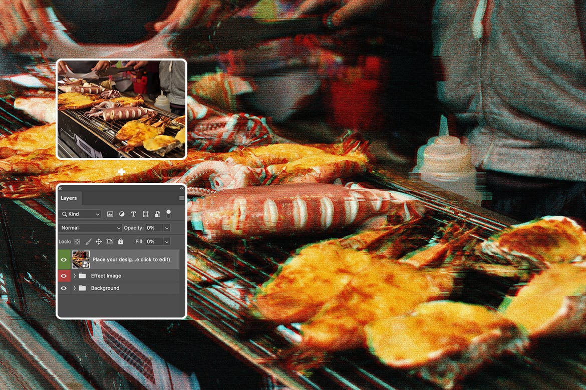 畸变故障失真PS照片效果模板 Glitch Distortion Photoshop Effect 插件预设 sucaiwan.com