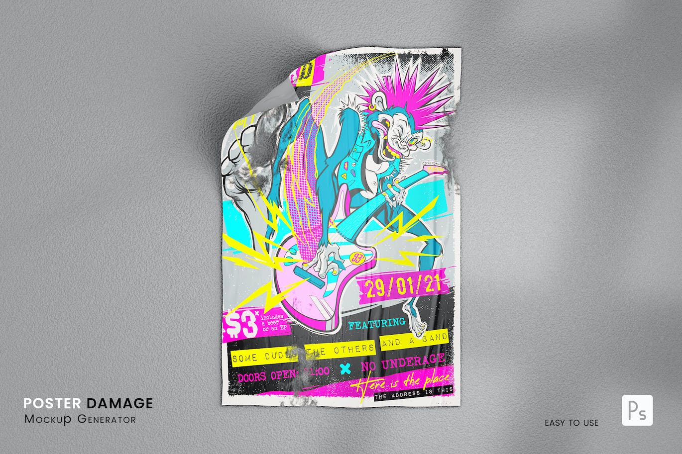 残缺损坏海报展示样机图 Poster Damage Mockup 样机素材 sucaiwan.com