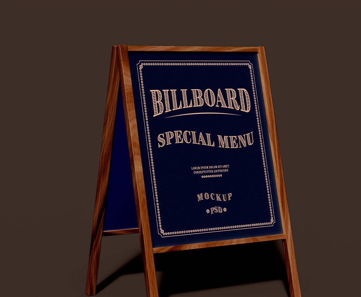 A字黑板广告牌样机psd模板 Billboard Mockup 样机素材 sucaiwan.com