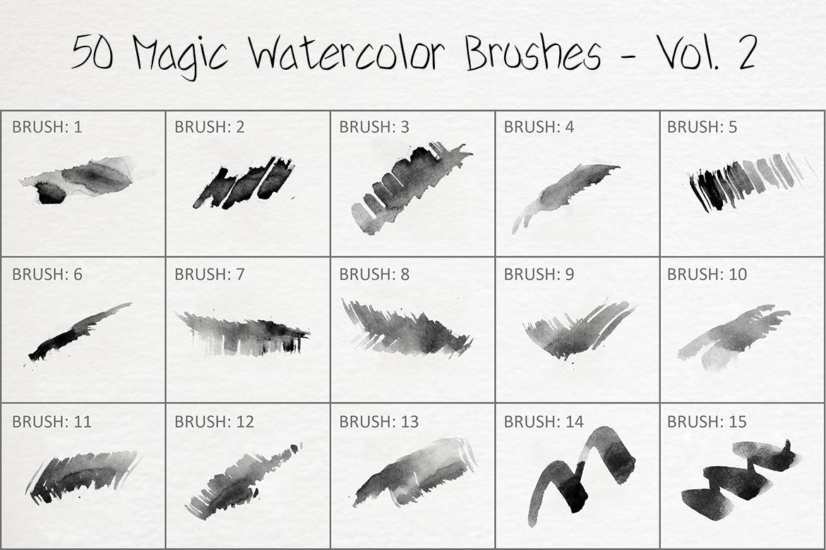 50个魔法水彩ps笔刷v2 50 Magic Watercolor Brushes – Vol. 2 笔刷资源 sucaiwan.com