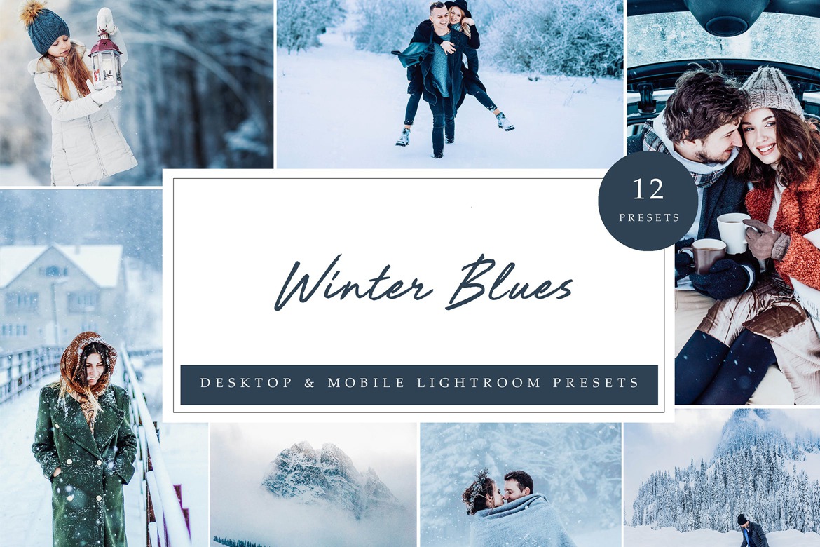 冬季蓝色滤镜照片后期处理lightroom预设 Lightroom Presets – Winter Blues 插件预设 sucaiwan.com