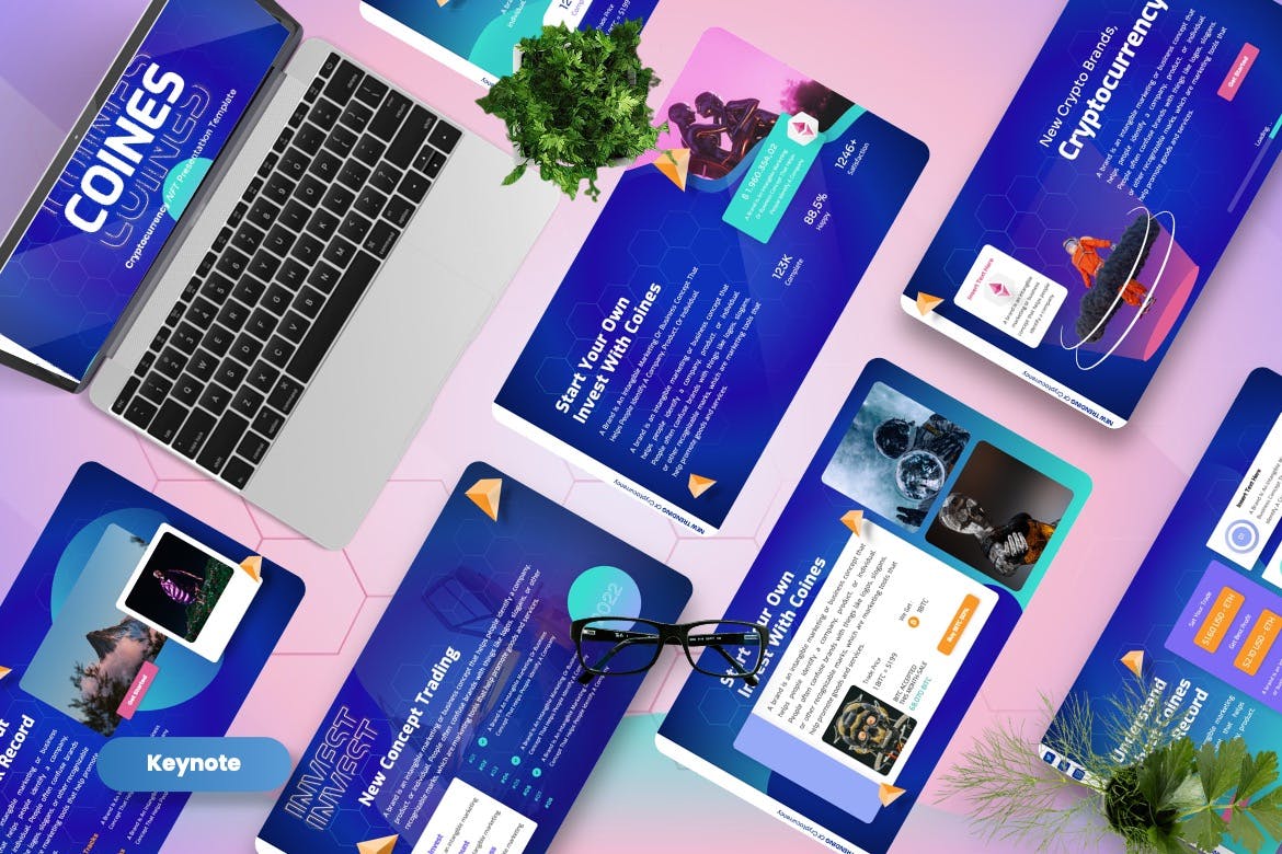 加密货币Keynote幻灯片模板素材 Coines – Cryptocurrency Keynote Templates 幻灯图表 sucaiwan.com