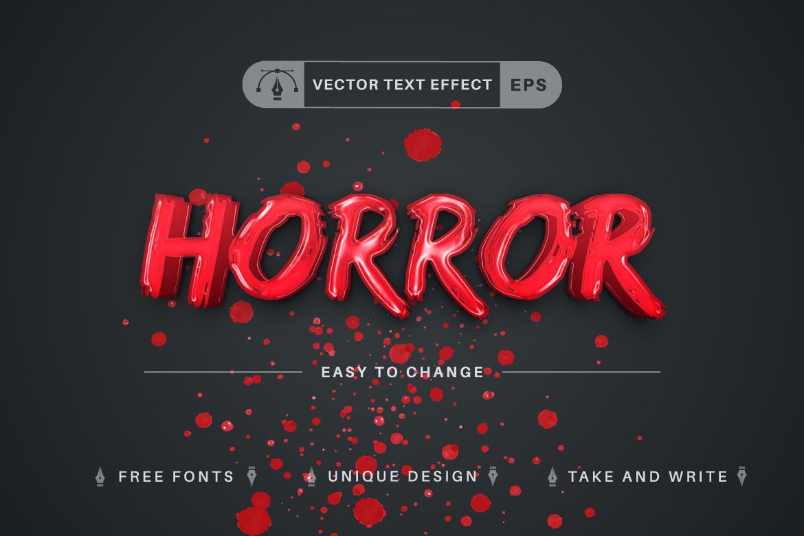 红色血腥矢量文字效果字体样式 Blood Slasher – Editable Text Effect, Font Style 插件预设 sucaiwan.com
