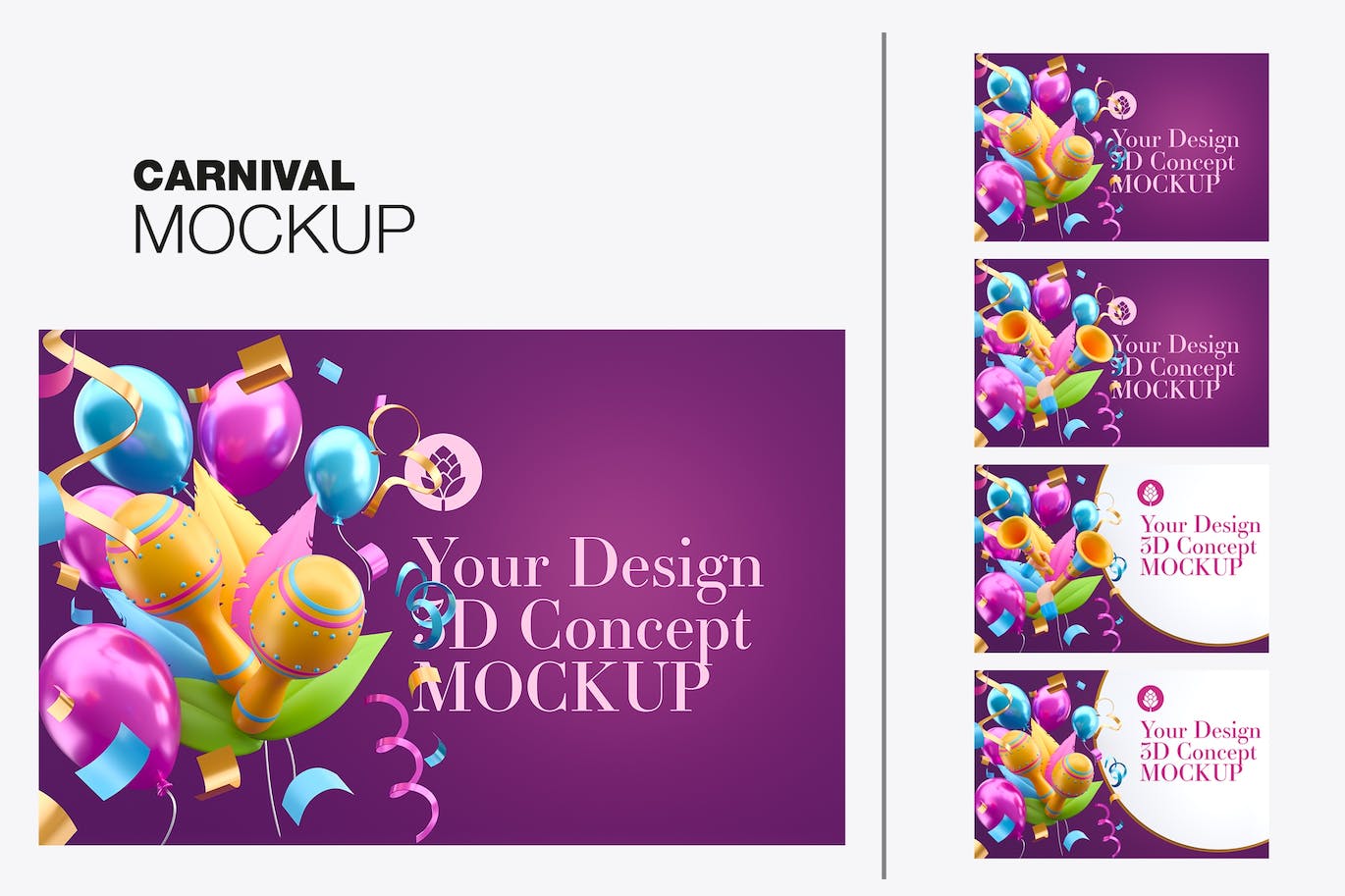狂欢节装饰框架样机图psd素材 Set Carnival Mockup 样机素材 sucaiwan.com