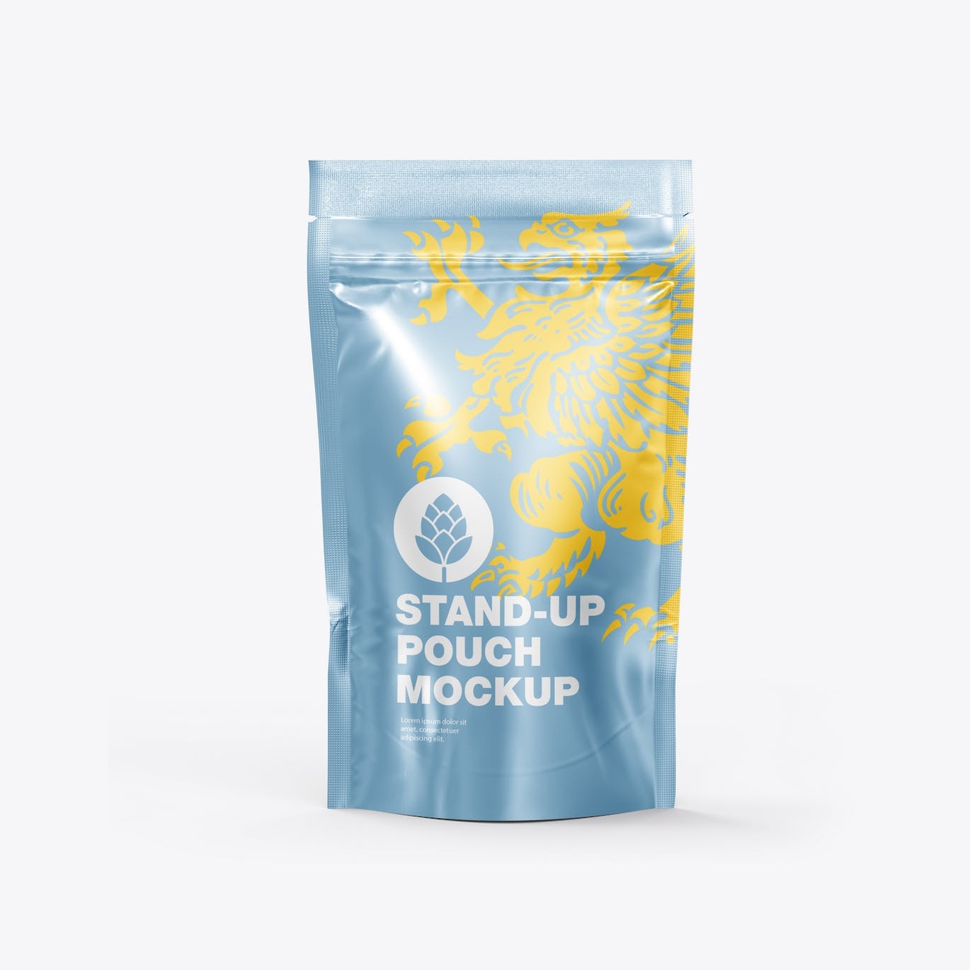 金属站立袋包装设计样机图 Set Metallic Stand-up Pouch Mockup 样机素材 sucaiwan.com