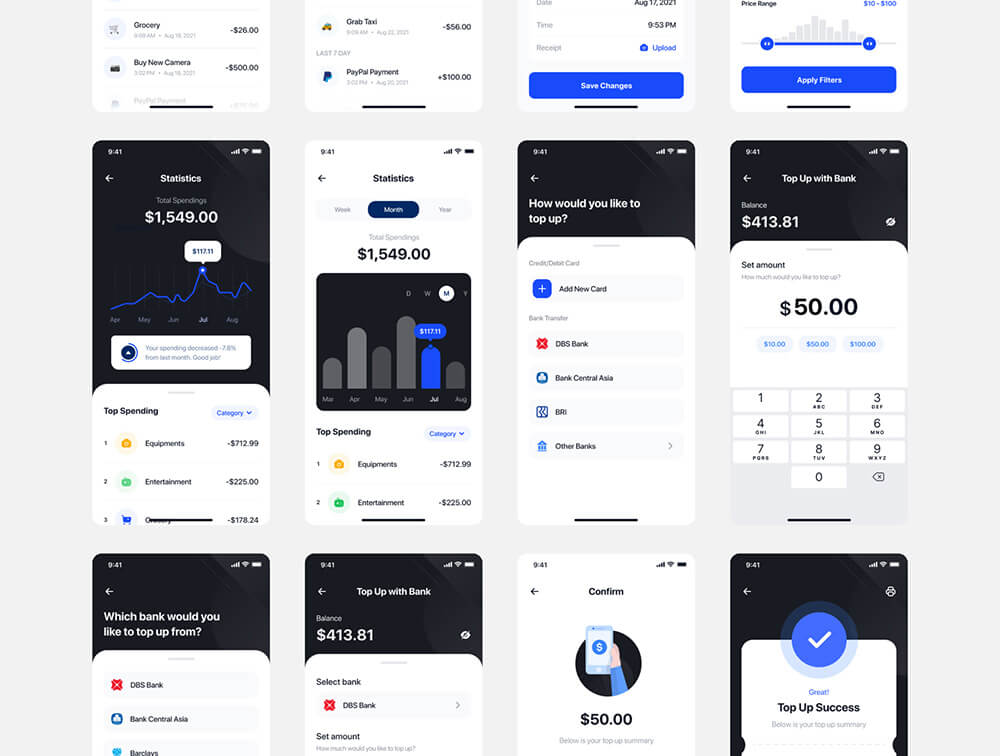 适用于电子钱包和金融行业的现代App UI设计套件 APP UI sucaiwan.com