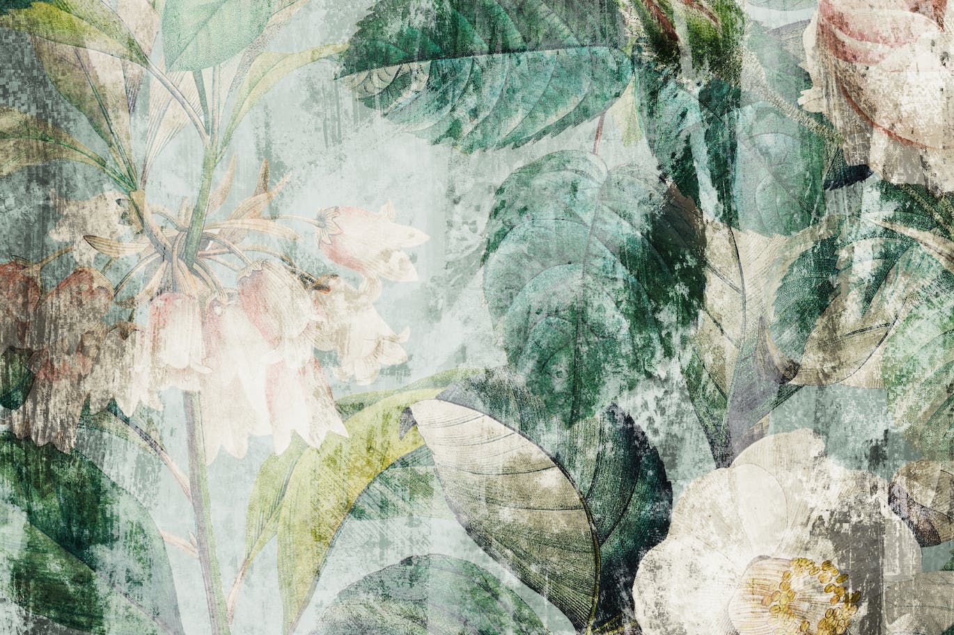 4个复古花卉枝叶背景壁纸 4 Antiqued Wallpapers 图片素材 sucaiwan.com
