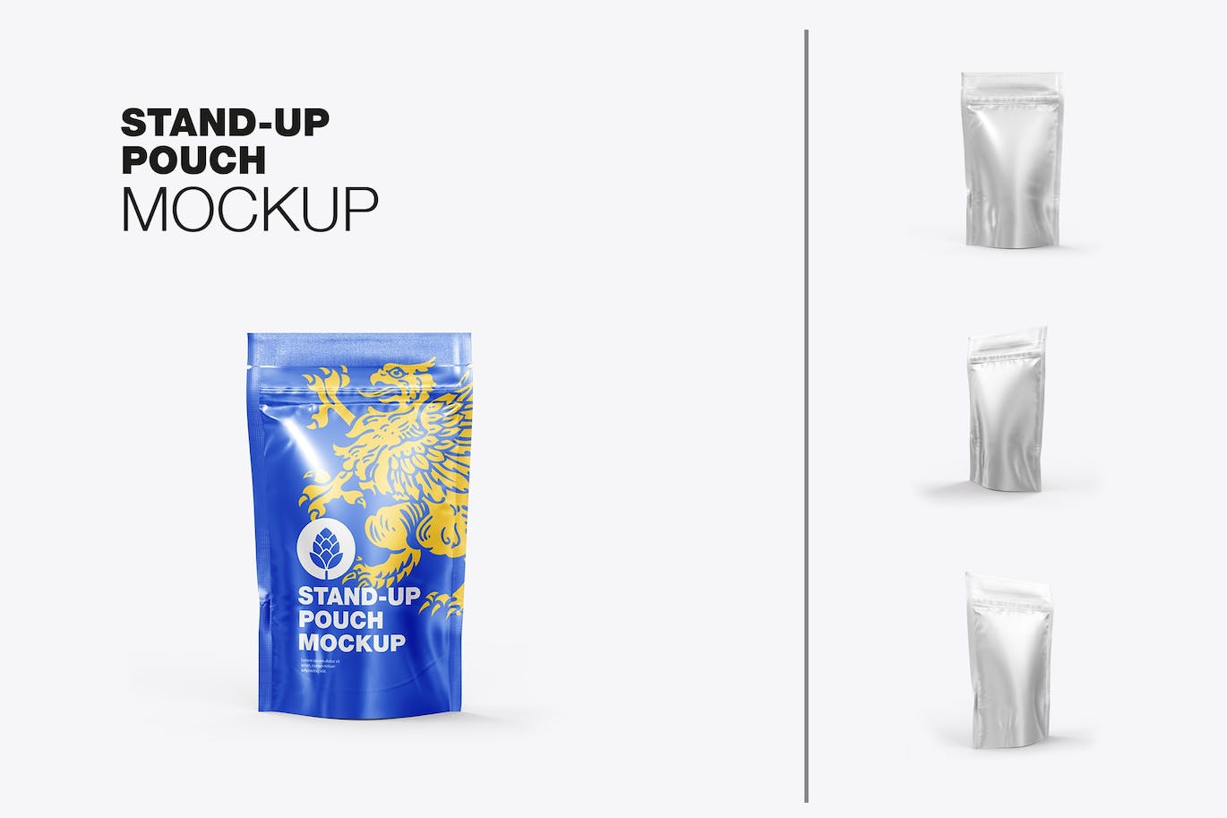 金属站立袋包装设计样机图 Set Metallic Stand-up Pouch Mockup 样机素材 sucaiwan.com
