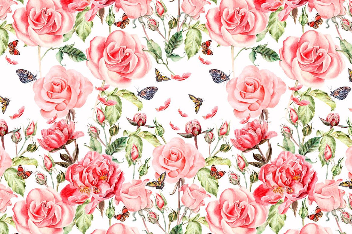 手绘设计水彩花朵图案素材 Hand Drawn Watercolor PATTERNS 图片素材 sucaiwan.com