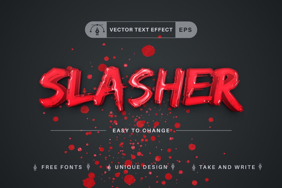 红色血腥矢量文字效果字体样式 Blood Slasher – Editable Text Effect, Font Style 插件预设 sucaiwan.com