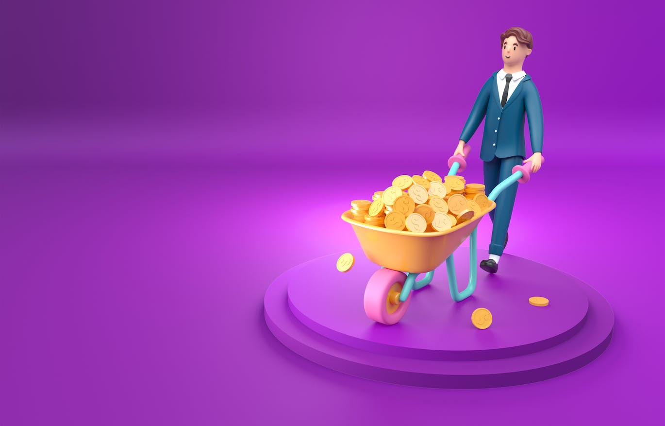 富翁财产概念3D插画psd素材 Set Millionaire Man Concept 设计素材 sucaiwan.com