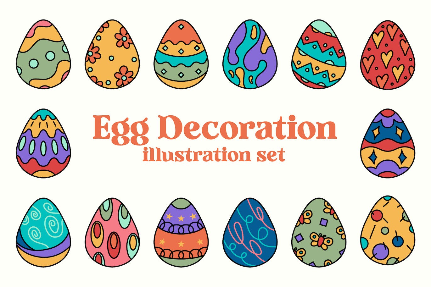 鸡蛋装饰插画集 Eggs Decoration Illustration Set 设计素材 sucaiwan.com