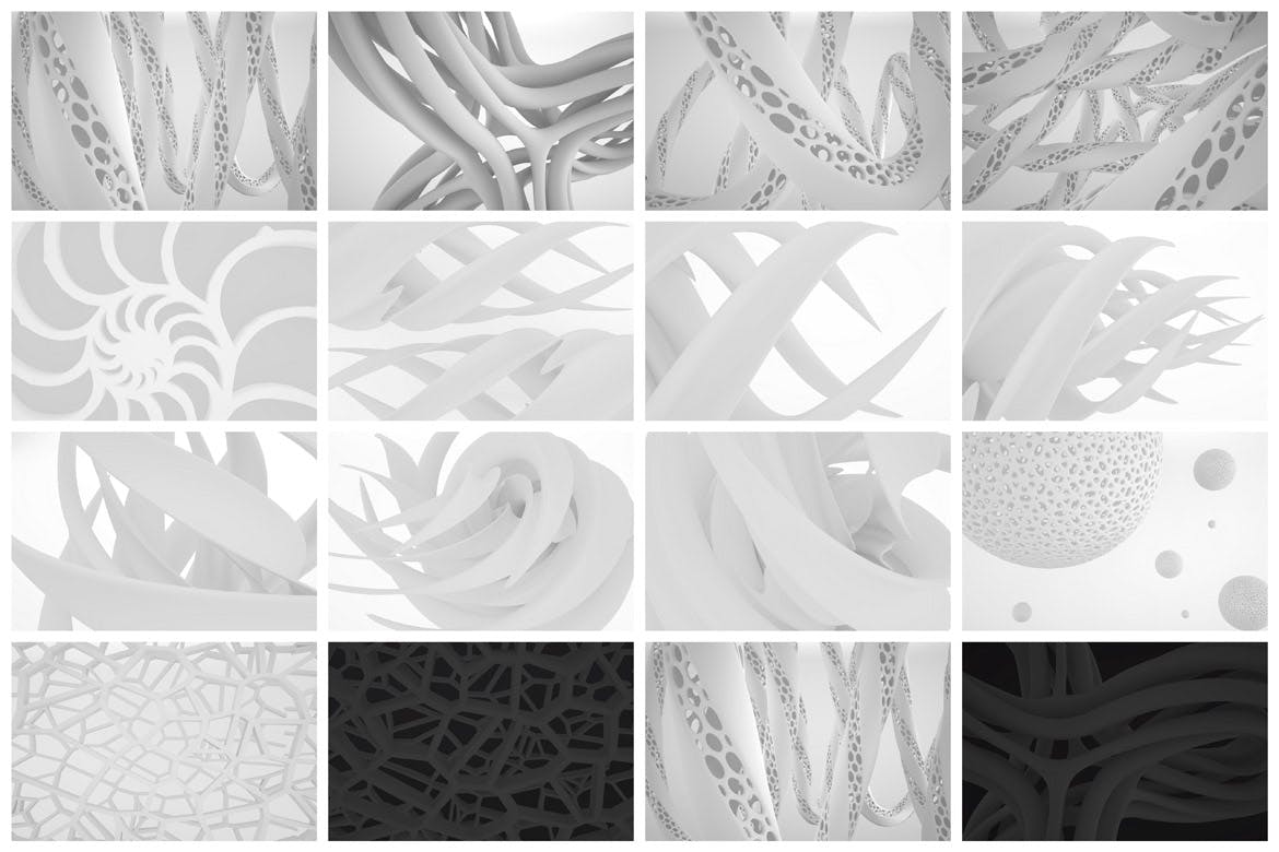 白色抽象生物形态背景素材v2 Biomorphic Backgrounds 2 图片素材 sucaiwan.com