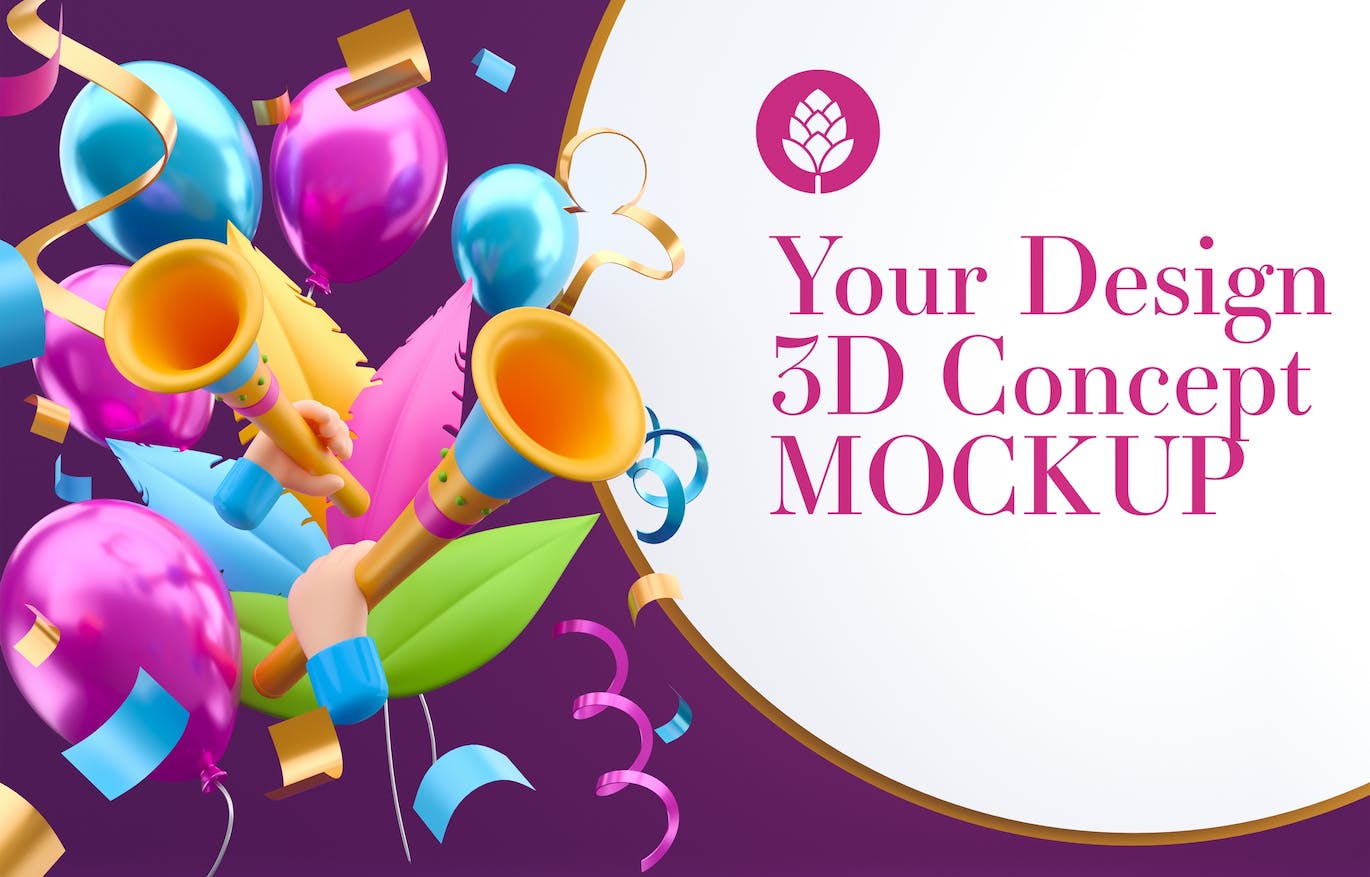 狂欢节装饰框架样机图psd素材 Set Carnival Mockup 样机素材 sucaiwan.com