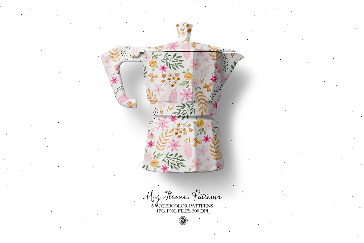 花朵绿植水彩图案素材 May Flowers Watercolor Patterns 图片素材 sucaiwan.com