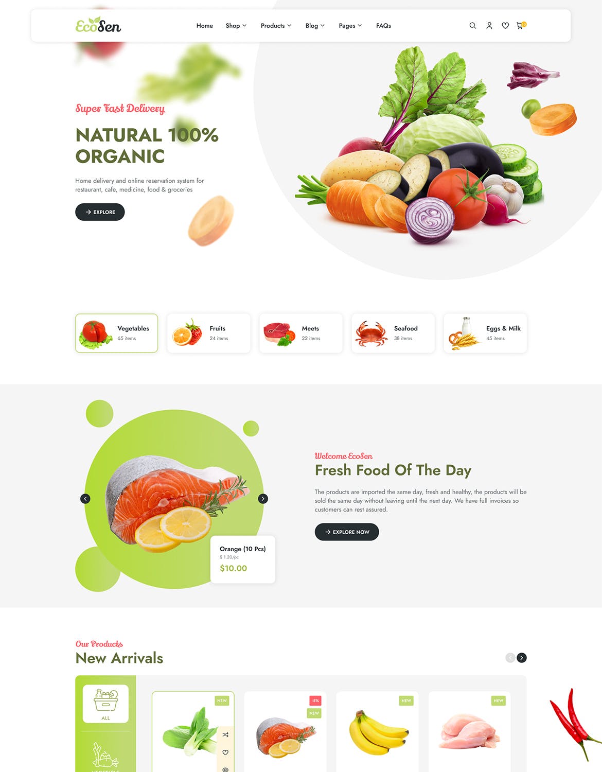 有机商店电子商务网站布局UI设计fig模板 EcoSen – Organic Store eCommerce Figma Template APP UI sucaiwan.com