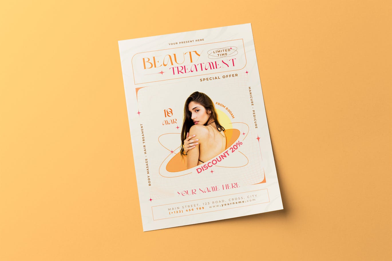 美容护理宣传单模板下载 Beauty Treatment Flyer 设计素材 sucaiwan.com