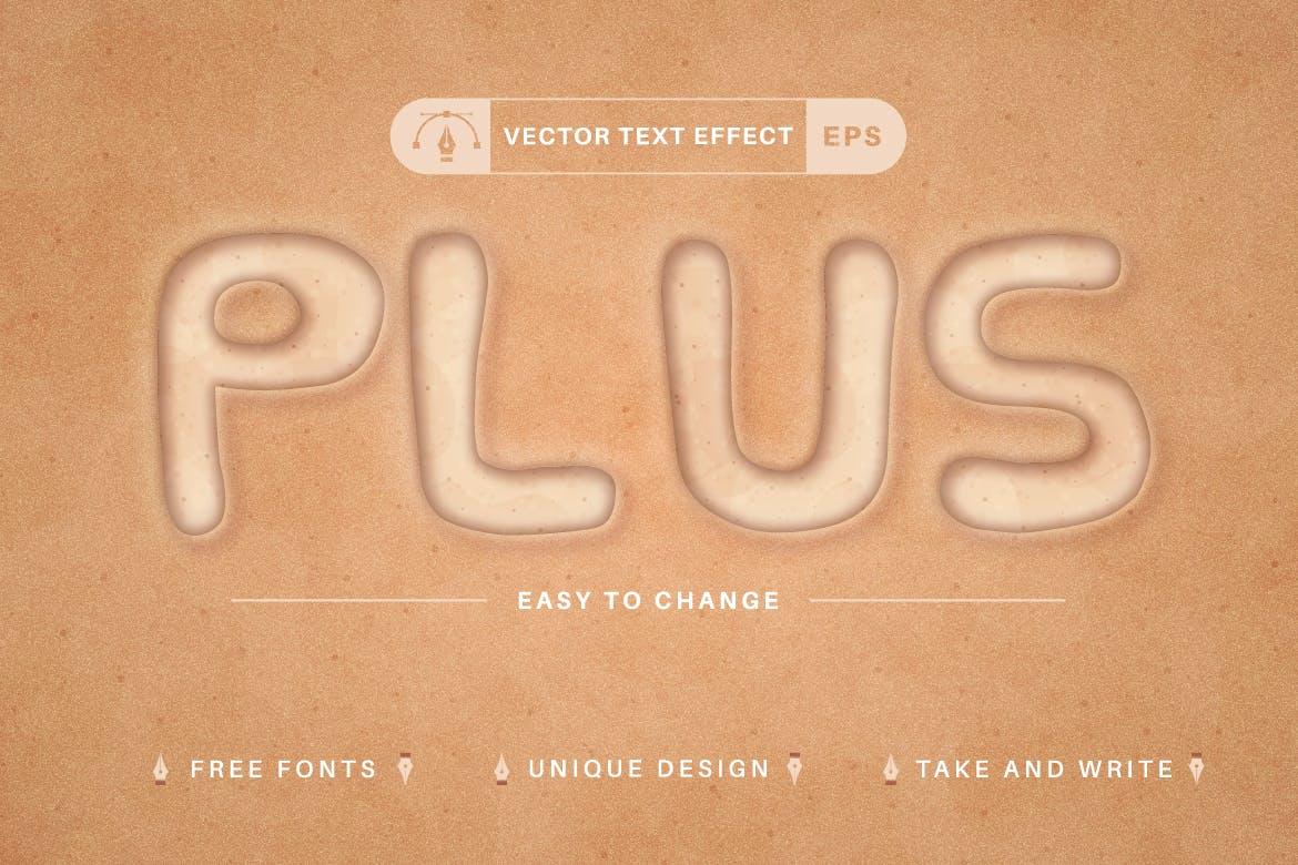 沙滩矢量文字效果字体样式 Sand Beach – Editable Text Effect, Font Style 插件预设 sucaiwan.com