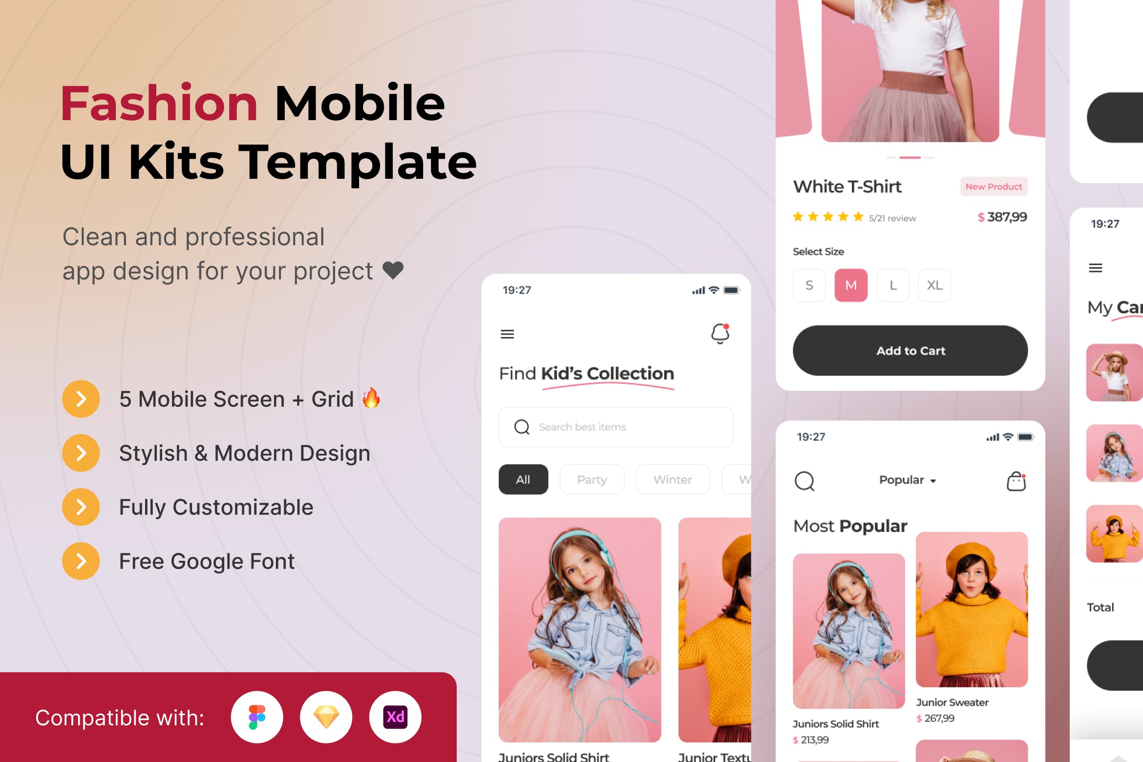 时尚服装App移动应用UI套件模板 Fashion Mobile App UI Kits Template APP UI sucaiwan.com