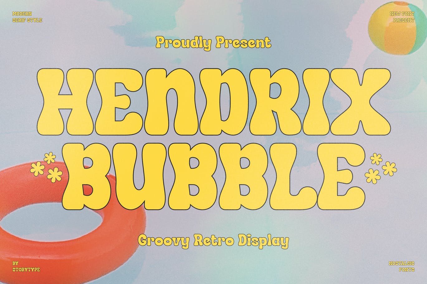 经典复古风格字体素材 Hendrix Bubble Groovy Retro Display 设计素材 sucaiwan.com