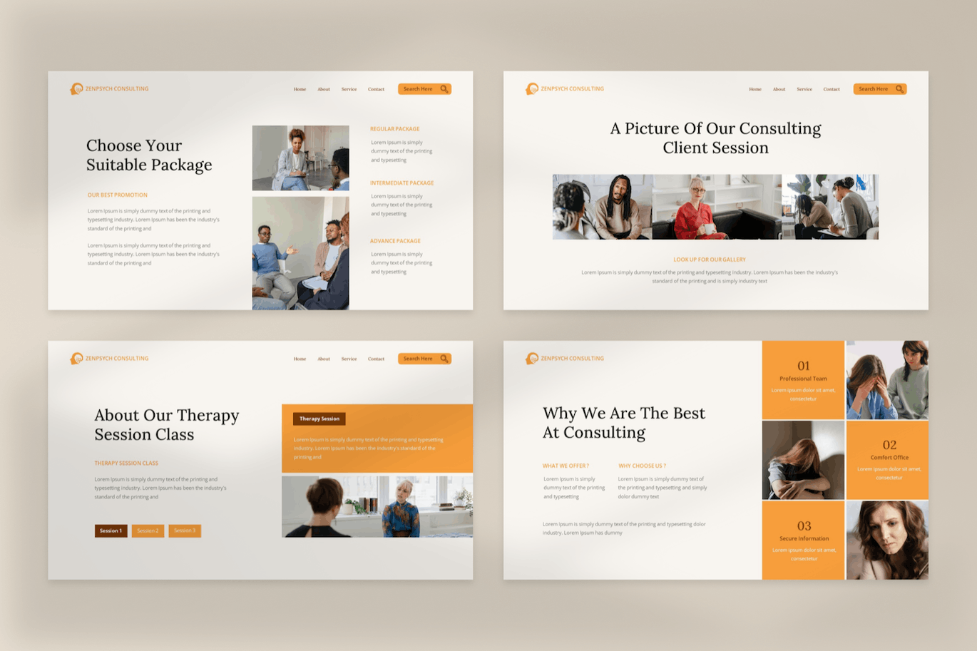心理学咨询PPT创意模板 Zenpsych – Psychology Consulting Powerpoint 幻灯图表 sucaiwan.com