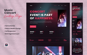 音乐演唱会网站着陆页设计模板 Music Concert Landing Page – Cheria