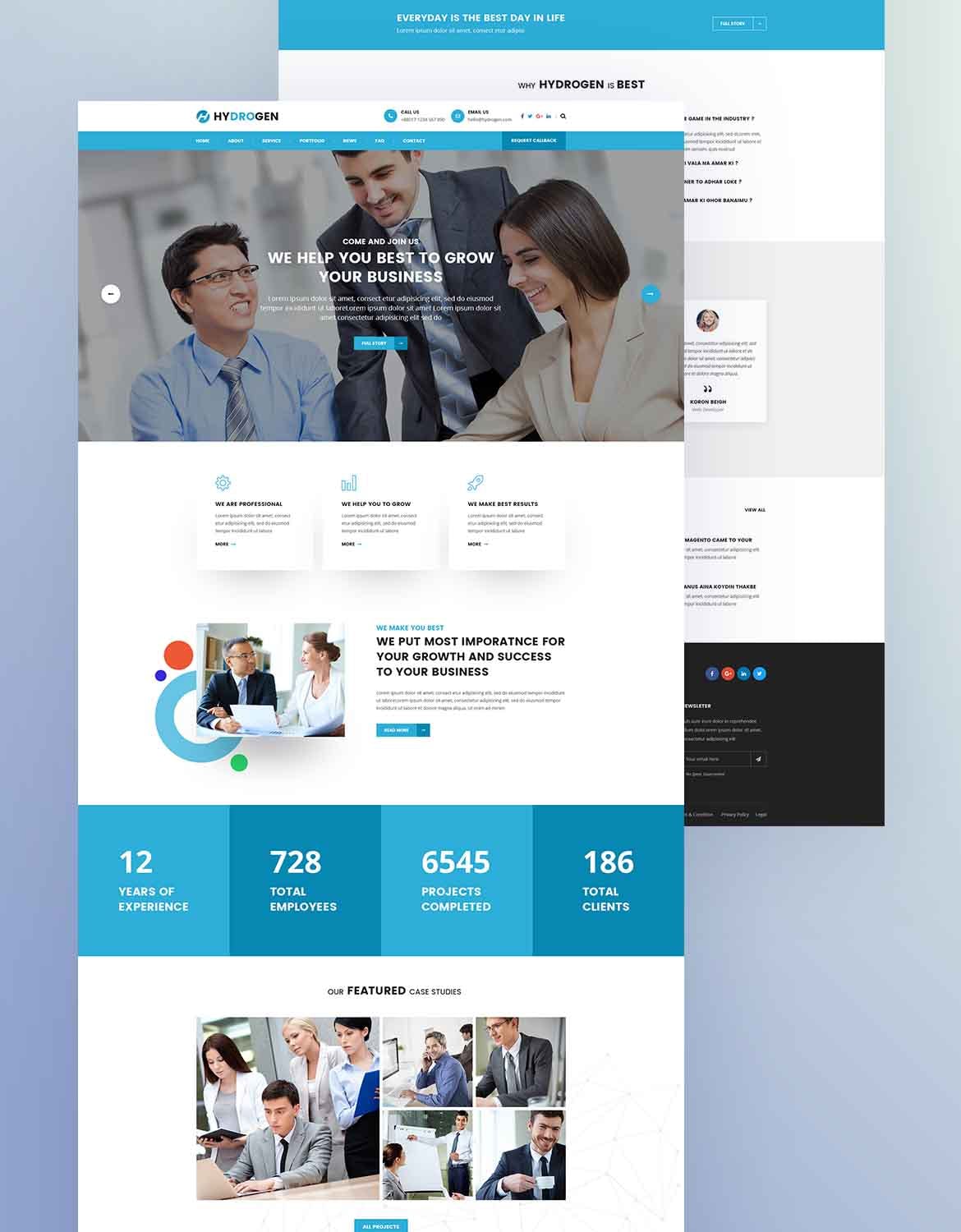 公司和商业网站着陆页PSD模板 Hydrogen – Corporate & Business Psd Template APP UI sucaiwan.com