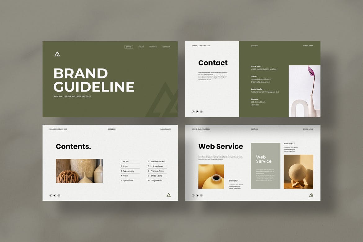 极简的品牌指南宣传画册模板 Minimal Brand Guideline Presentation Template 设计素材 sucaiwan.com
