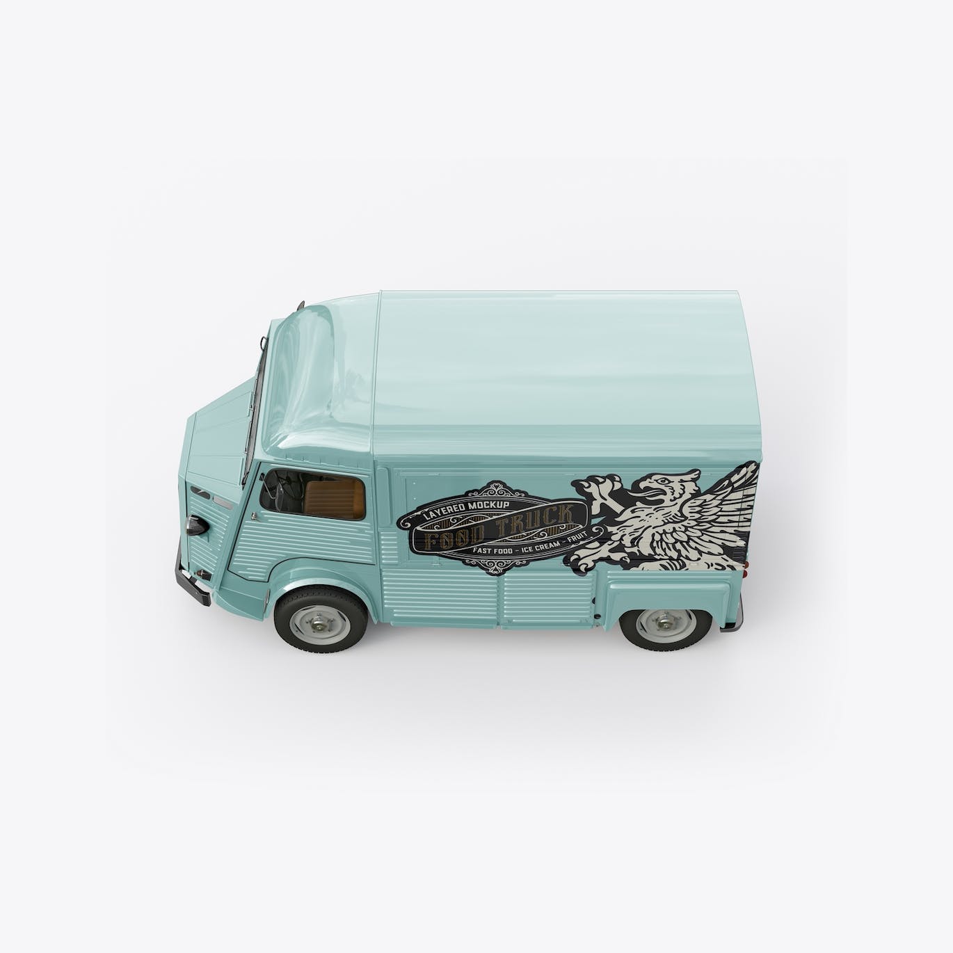 复古食品餐车广告展示样机图 Vintage Food Truck Mockup 样机素材 sucaiwan.com