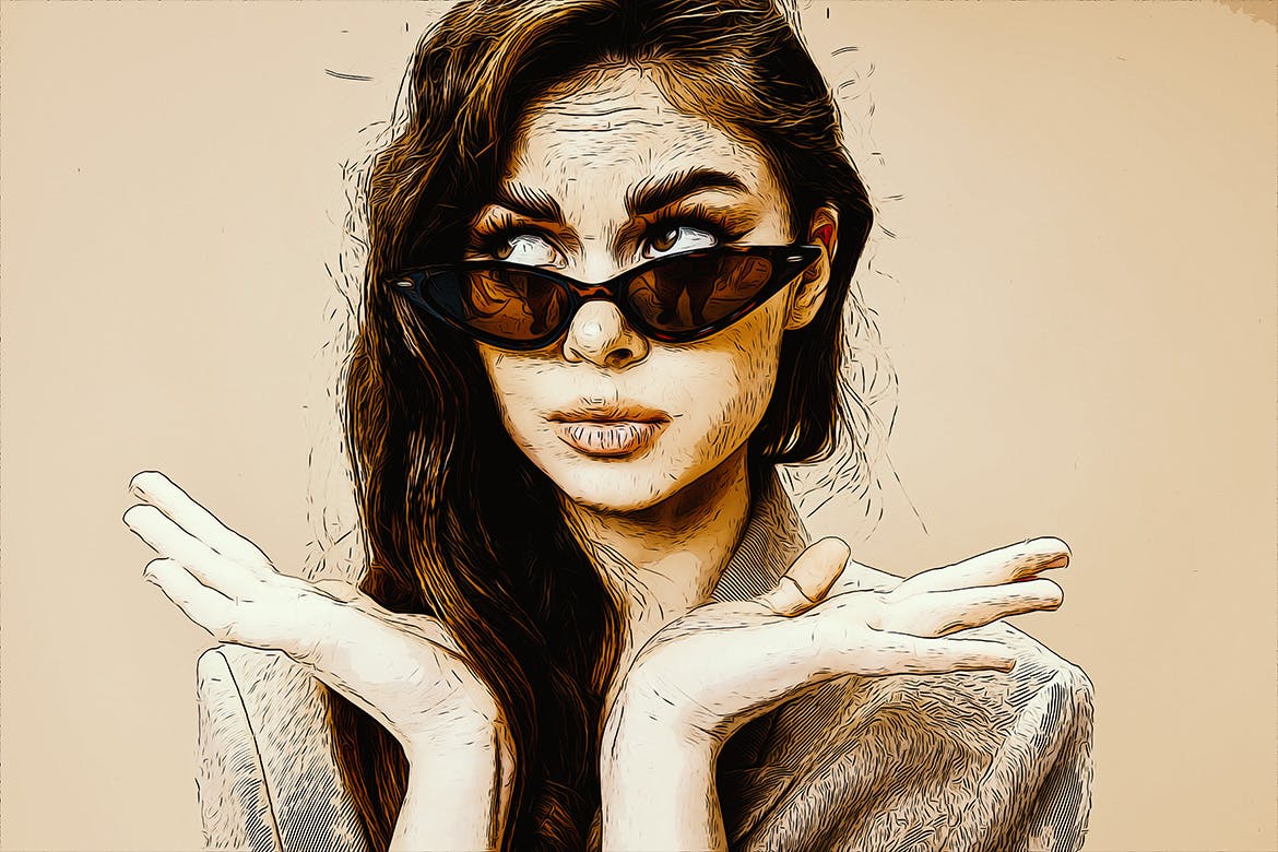 卡通漫画效果照片处理PS动作 Cartoon Creator Photoshop Action 插件预设 sucaiwan.com