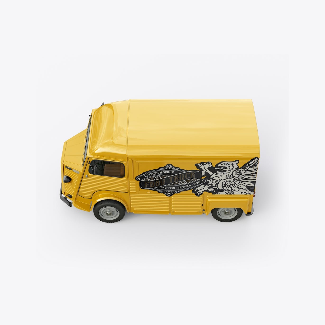 复古食品餐车广告展示样机图 Vintage Food Truck Mockup 样机素材 sucaiwan.com