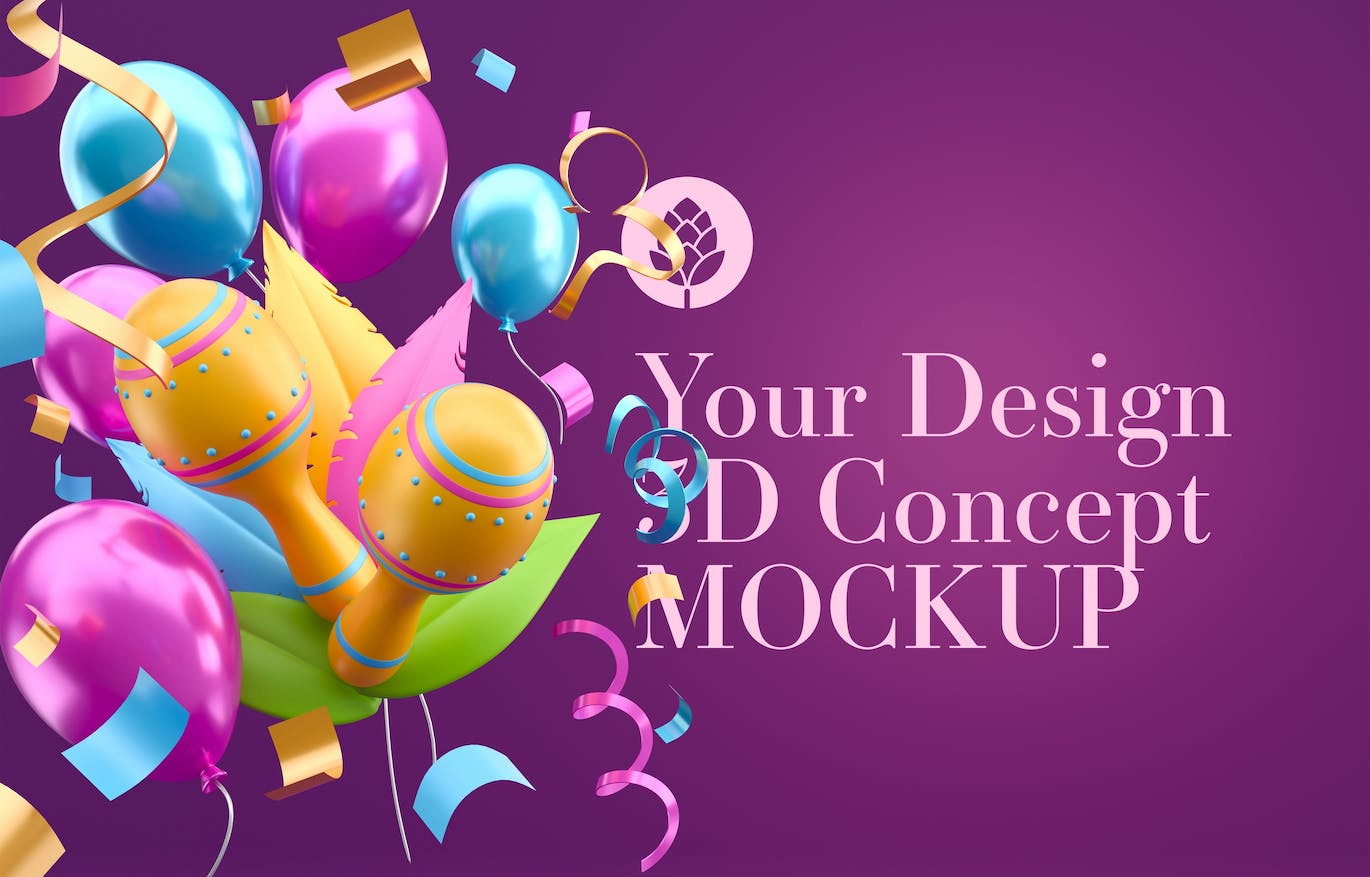 狂欢节装饰框架样机图psd素材 Set Carnival Mockup 样机素材 sucaiwan.com