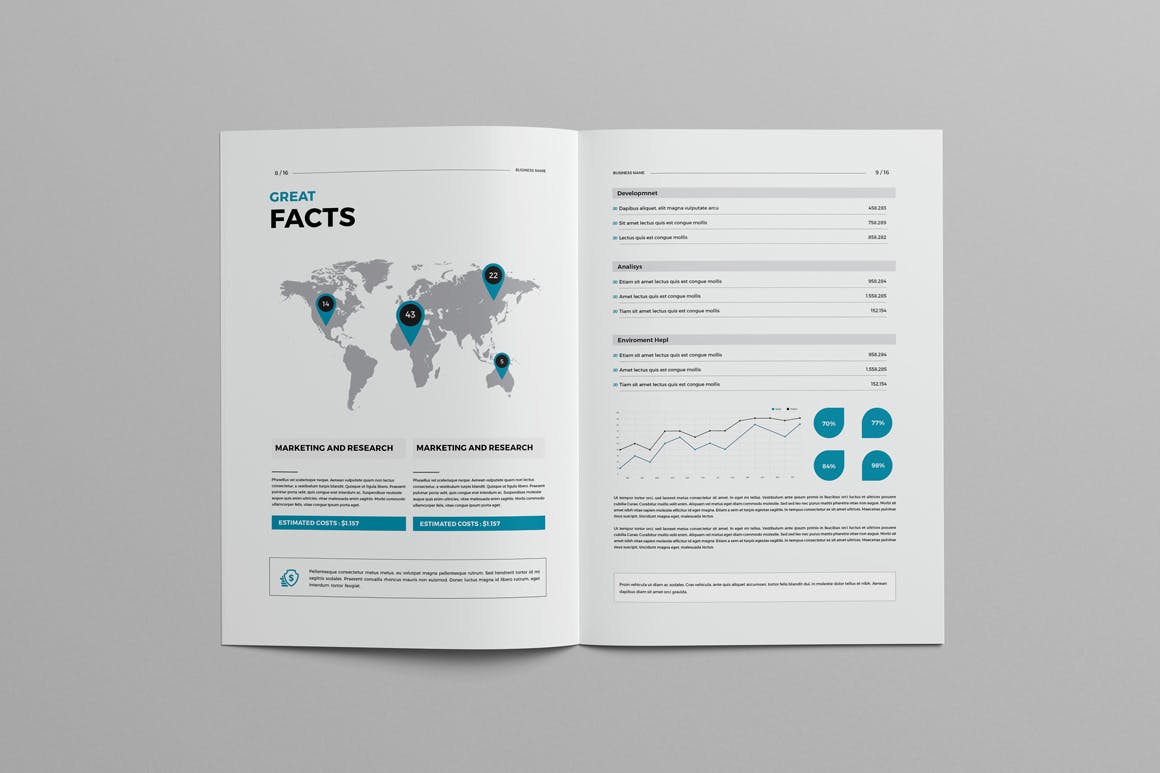 公司简介手册宣传册模板 Business Company Brochure 幻灯图表 sucaiwan.com