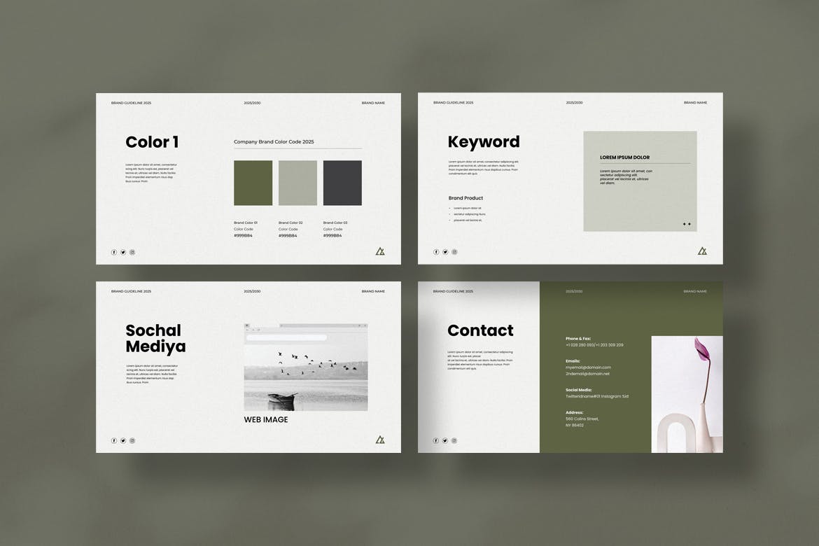 极简的品牌指南宣传画册模板 Minimal Brand Guideline Presentation Template 设计素材 sucaiwan.com
